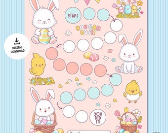 Pink Easter Bunny Reward Chart – Cute Printable Tracker for Toddlers, Girls, Potty & Behavior Chart Printable Toddler Behavior Chart