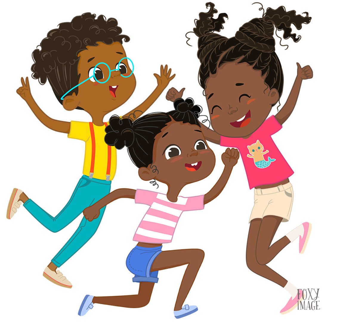Happy Kids PNG Clipart African American Kids Jumping Clipart Etsy