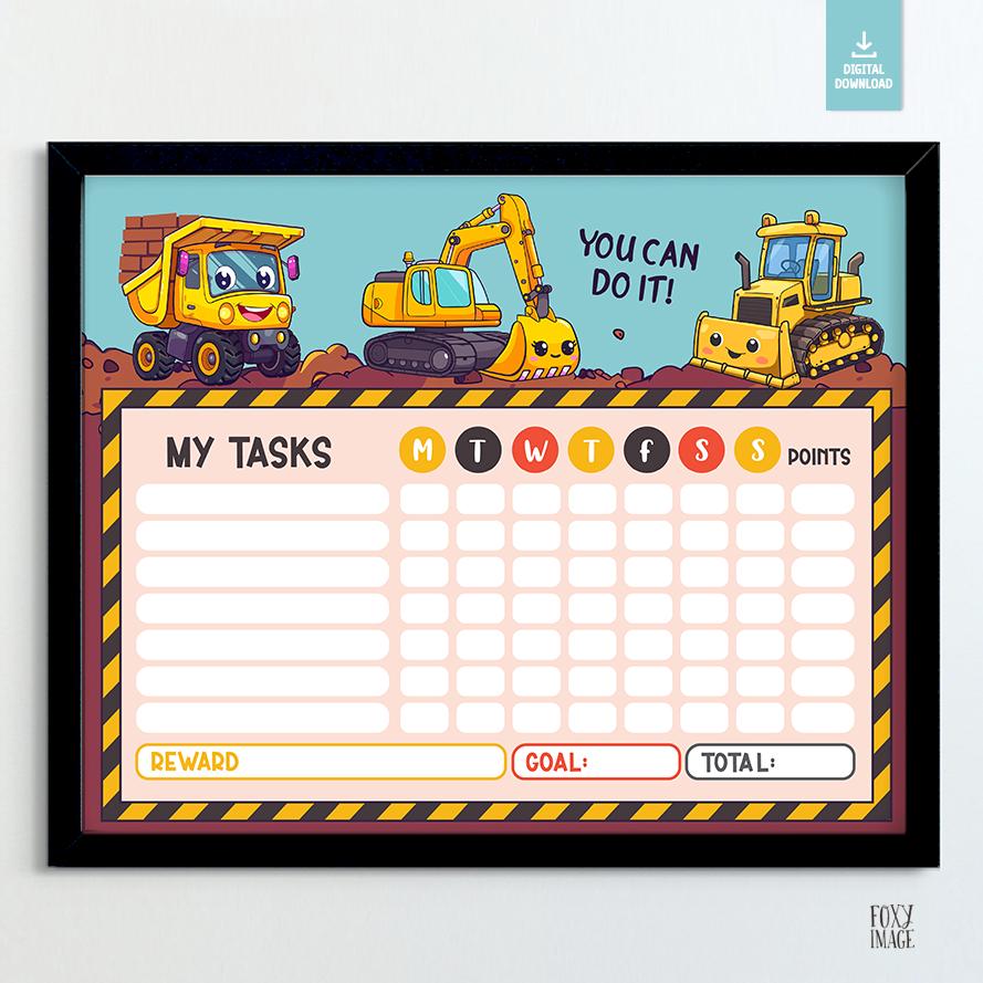 Printable Construction Potty Training Chart – Ready-to-use Toilet ...