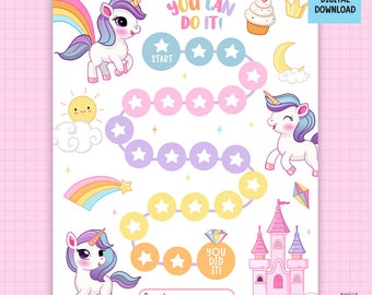 Printable Unicorn Reward Chart, Unicorn Behavior Chart, Toddler Motivational, Rainbow Reward Chore Chart, Potty Training, Girls Reward Chart