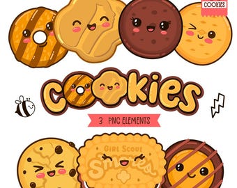 Keks-Cliparts, Kawaii-Keks-PNG-Cliparts, niedliche Keksfiguren, DIY-Keksprojekte, digitale Keksgrafiken, persönliche Nutzung