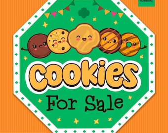Cookies STOP Sign, Cookie Booth Yard Sign, Digital Cookie Stand, Cookie Sale Sign, Printable Cookie Booth Decor, Scout Fundraiser Scout