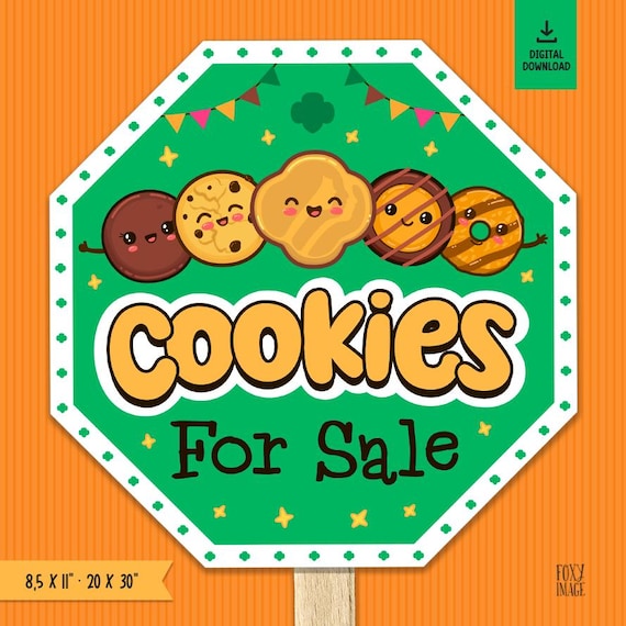 Cookies STOP Sign, Cookie Booth Yard Sign, Digital Cookie Stand, Cookie Sale Sign, Printable Cookie Booth Decor, Scout Fundraiser Scout