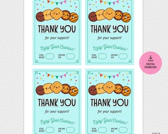 Cookie Sale Thank You Card, Scout Appreciation Tags, Daisy Brownie Junior Cadette Thank You, Cookie Delivery Appreciation Card, Cookie Sale