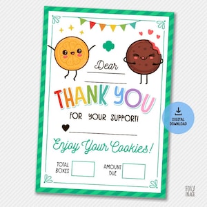 Scout-bedankkaarten voor koekjes, bedankkaartjes voor koekjesverkoop, Daisy Brownie Junior Cadette-waarderingskaart, afdrukbare bedankkaartjes voor levering