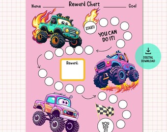 Printable Monster Truck Reward Chart: Toddler Behavior, Potty Training (Digital Download)