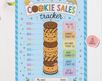 Cookie Sales Tracker Printable | Troop Goal Chart | Cookie Season Fundraiser for Kids