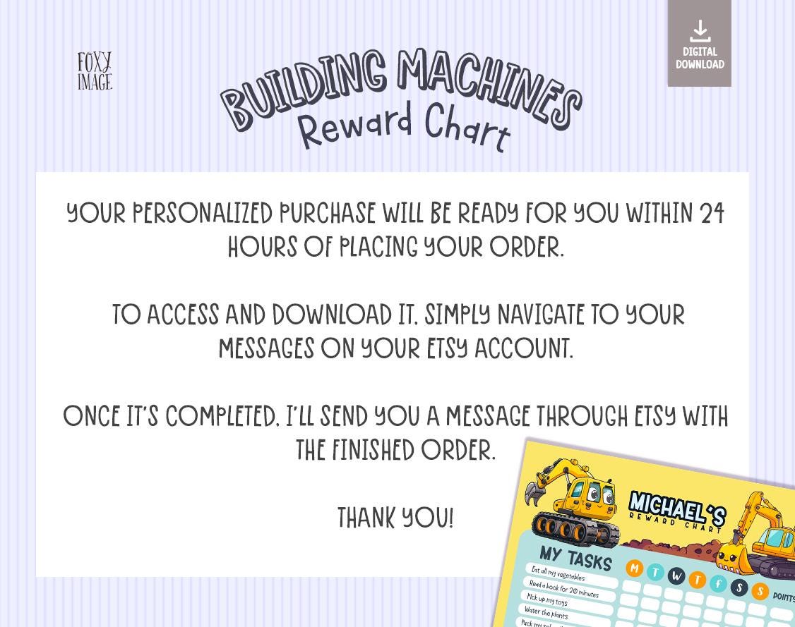 Editable Construction Chore Chart – Personalized Daily Task Tracker for ...