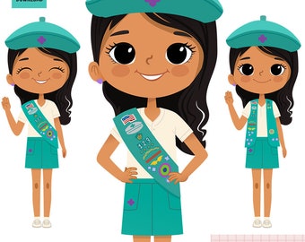 Junior Scouts Clip Art, Happy Scouts, Scout Graphics, PNG Scout Art, Junior Scouts, Sash Vest, Troop Scouts Clipart, Junior Scout Team