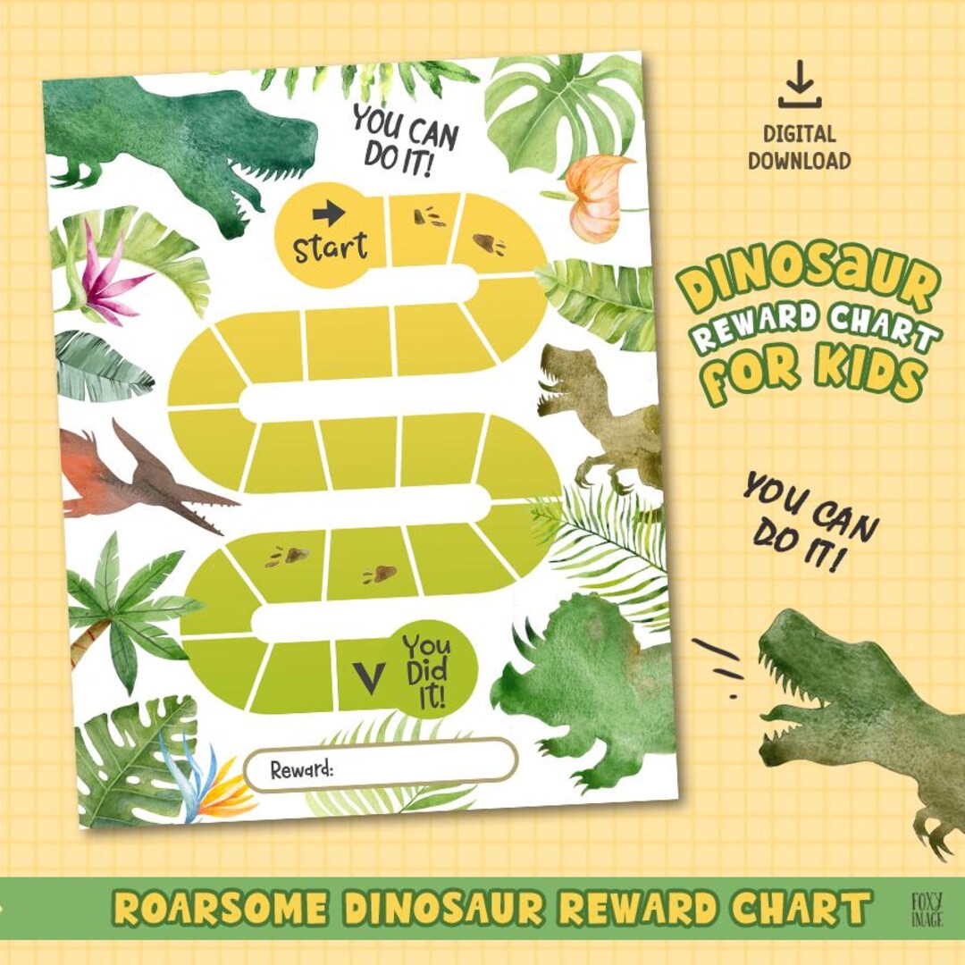 Dinosaur Reward Chart for Kids, Printable Behavior Chart, Toddler ...