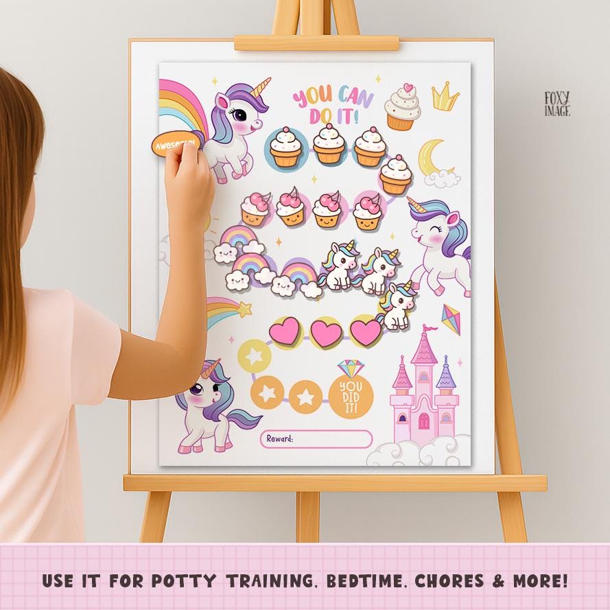 Unicorn Reward Chart With Stickers: Kids Behavior Tracker (PDF) - Etsy