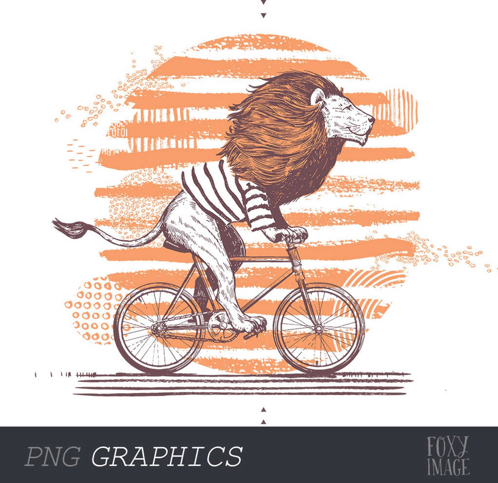Lion PNG Lion Rides Bicycle Lion Printable PNG Orange Lion Etsy