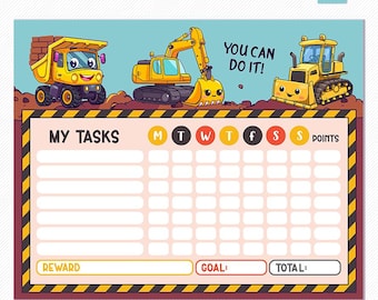 Printable Construction Potty Training Chart – Ready-to-Use Toilet Reward for Toddlers | Poo chart, Potty Training Chart