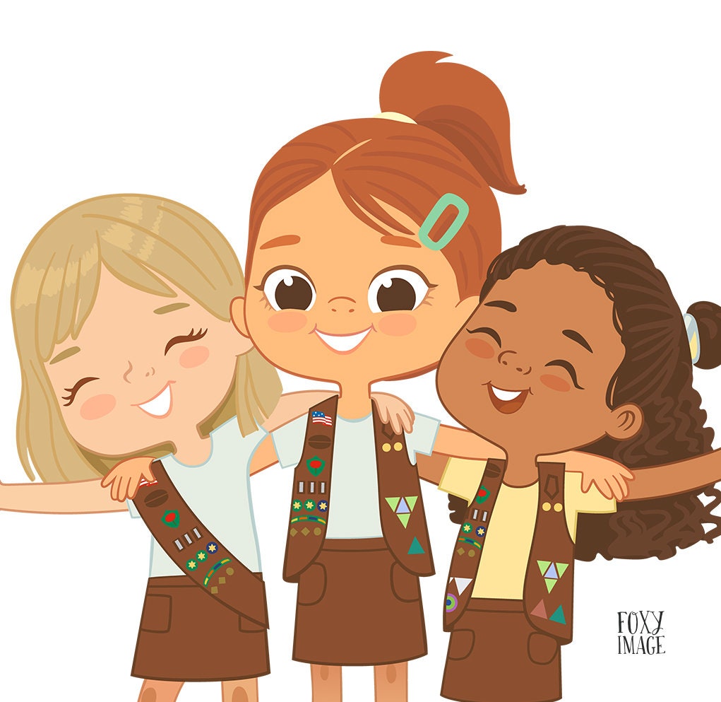 Brownies Girls Scouts, Happy Girls Hugging, Girl Scout PNG Clipart