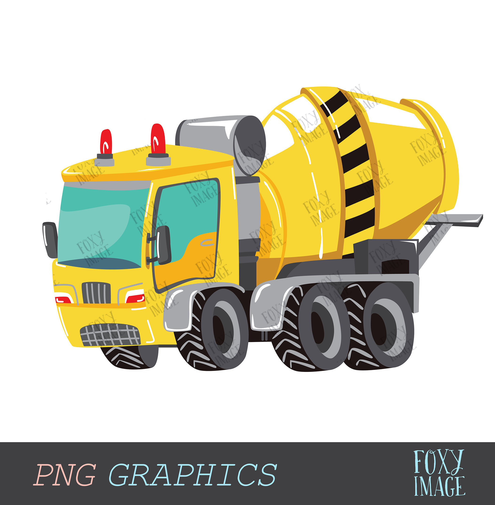 Cement Mixer Truck Clipart Cement Truck PNG Instant Digital Etsy UK
