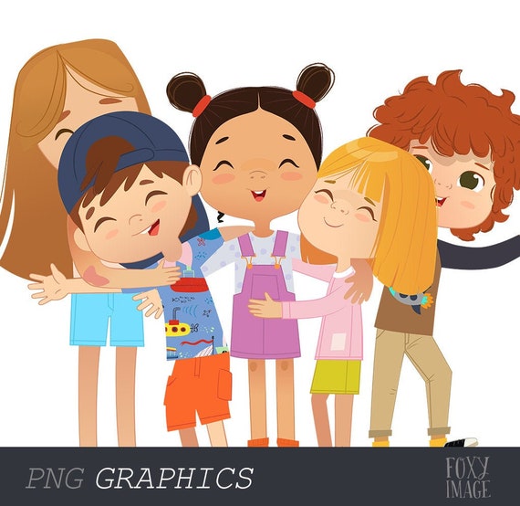 Best Friends, Kids Hugs, School Kids PNG, Hugs PNG Clipart, Boys and Girls,  Digital Download, Happy Children, Group Hugs, Friendship - Etsy Finland