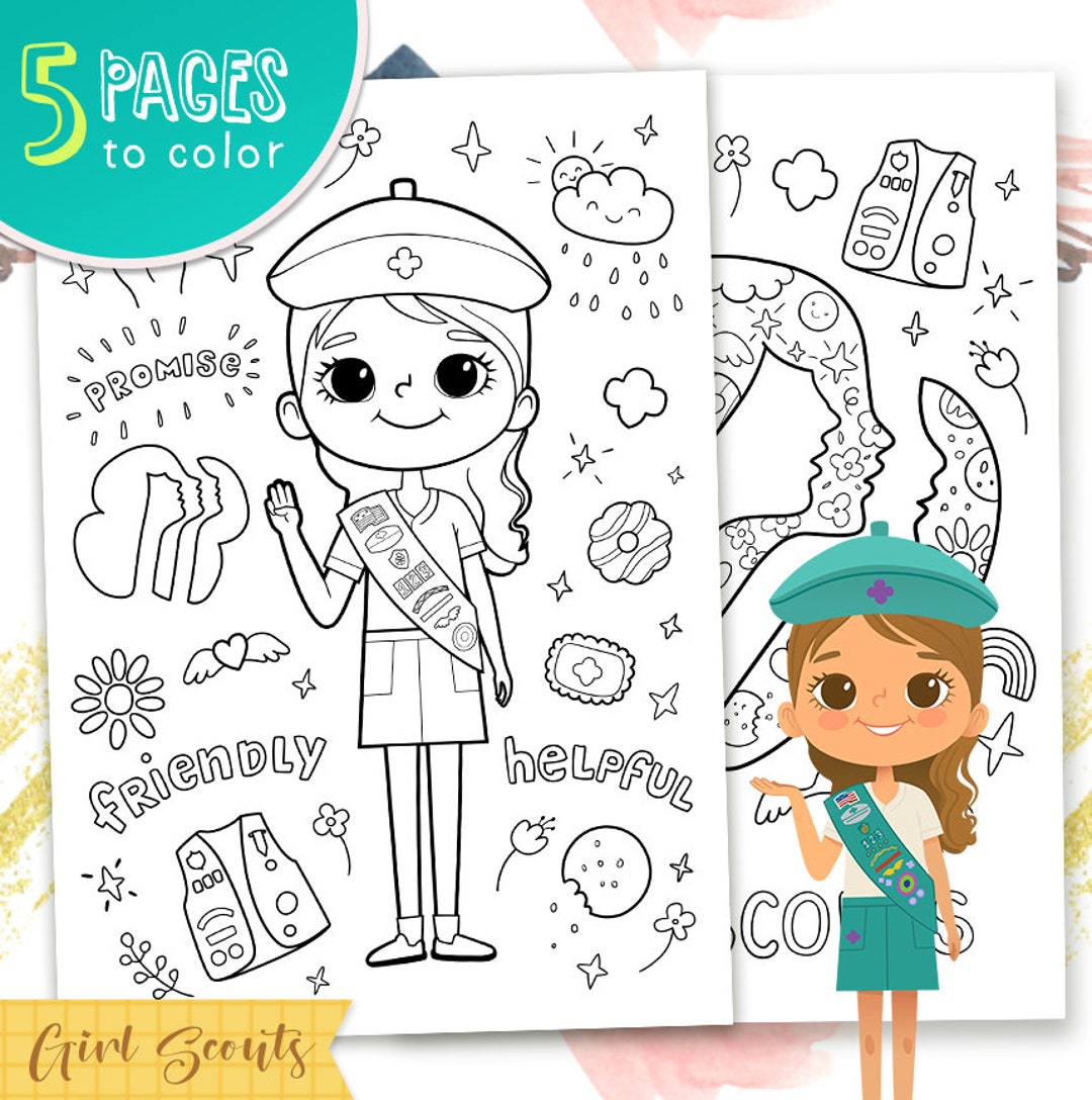 Girl Scouts Coloring Pages Girl Scouts Logo Girl Scout - Etsy