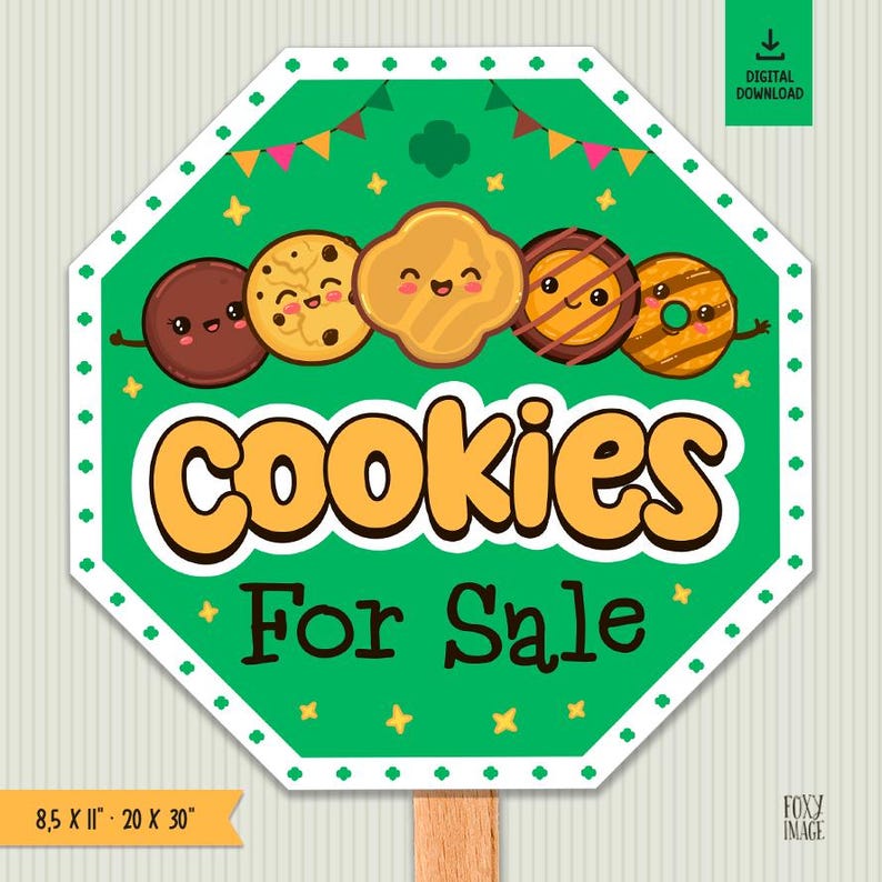 Cookies STOP Sign, Cookie Booth Yard Sign, Digital Cookie Stand, Cookie ...