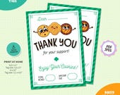 Girl Scout Cookie Thank You Card, Printable Appreciation Tags (Digital Download)