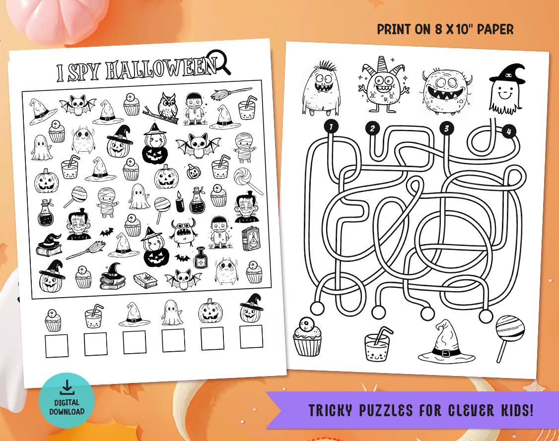 Printable Halloween Activity Book, 50+ Games for Kids (ages 4-6 ...