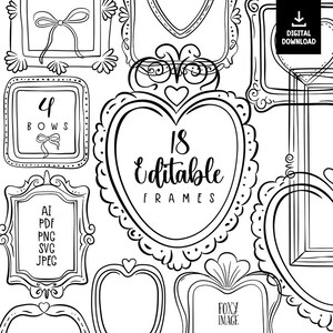 Doodle-Rahmen, Rahmen Clipart, handgezeichnete Linienrahmen SVG JPG, Schwarz-Weiß-Rahmen, bearbeitbarer Rahmen, Rahmen PNG Clipart,