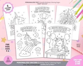Personalized Unicorn Birthday Coloring Pages • Custom Name & Age • Birthday Activity for Kids • Printable Unicorn Printables