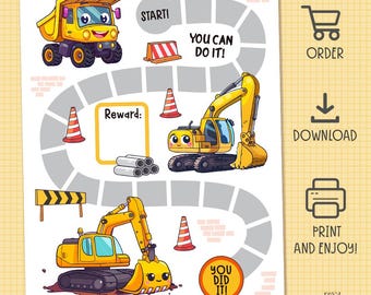 Construction Vehicle Potty Training Chart: Toddler Reward System (Digital Download)