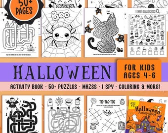Printable Halloween Activity Book, 50+ Games for Kids (Ages 4-6) (Digital Download)