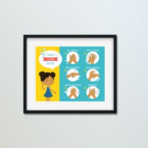 Wash Your Hands Poster, Poster for Kids, Print Art, How to Properly Wash your hands, Digital Download, Washing your hands properly image 2