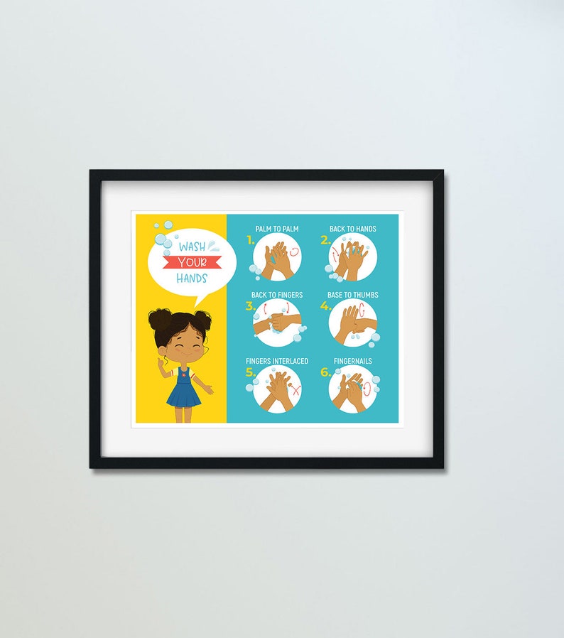 Wash Your Hands Poster, Poster for Kids, Print Art, How to Properly Wash your hands, Digital Download, Washing your hands properly image 2