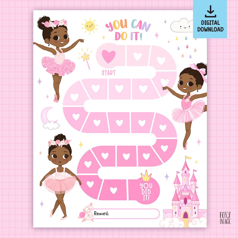 Printable Ballerina Reward Chart, Ballerina Behavior Chart, Toddler ...