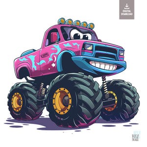 Monster Truck Clipart, Monster Truck PNG, Download Digital Instantâneo, Extreme Offroad Vehicle Clipart, Ilustração de Monster Truck para Meninos