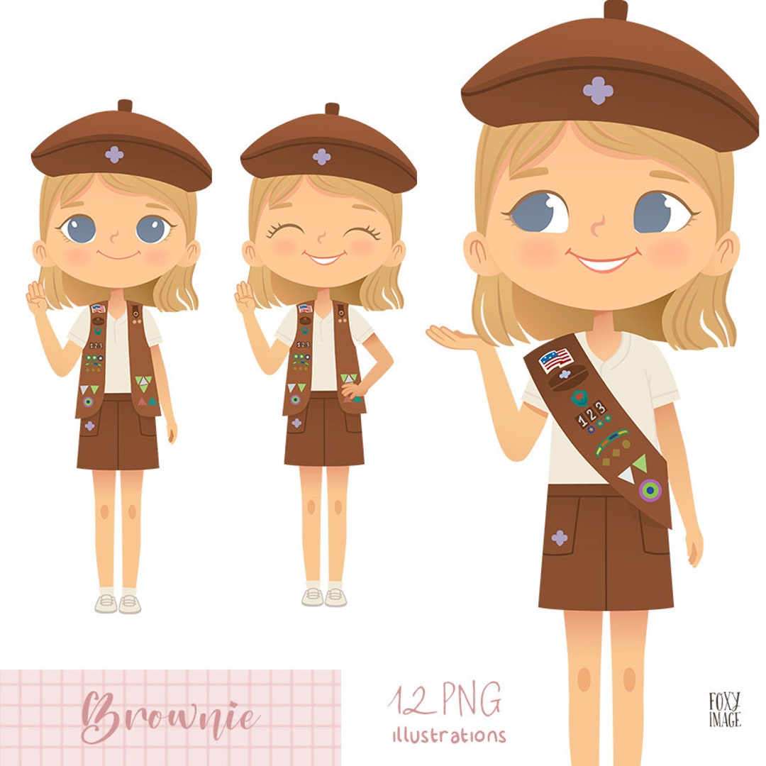 Brownie Girl Scouts, Happy Girl Scouts, Girl Scout Clipart, Girl Scout PNG, Brownies Girl Scouts