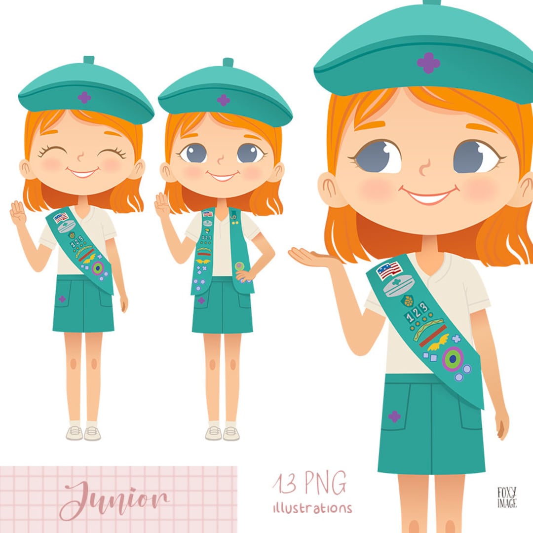 Scouts Graphics Junior Red Haired Girl, Happy Scouts, Scout Graphics, PNG Scout Art ...