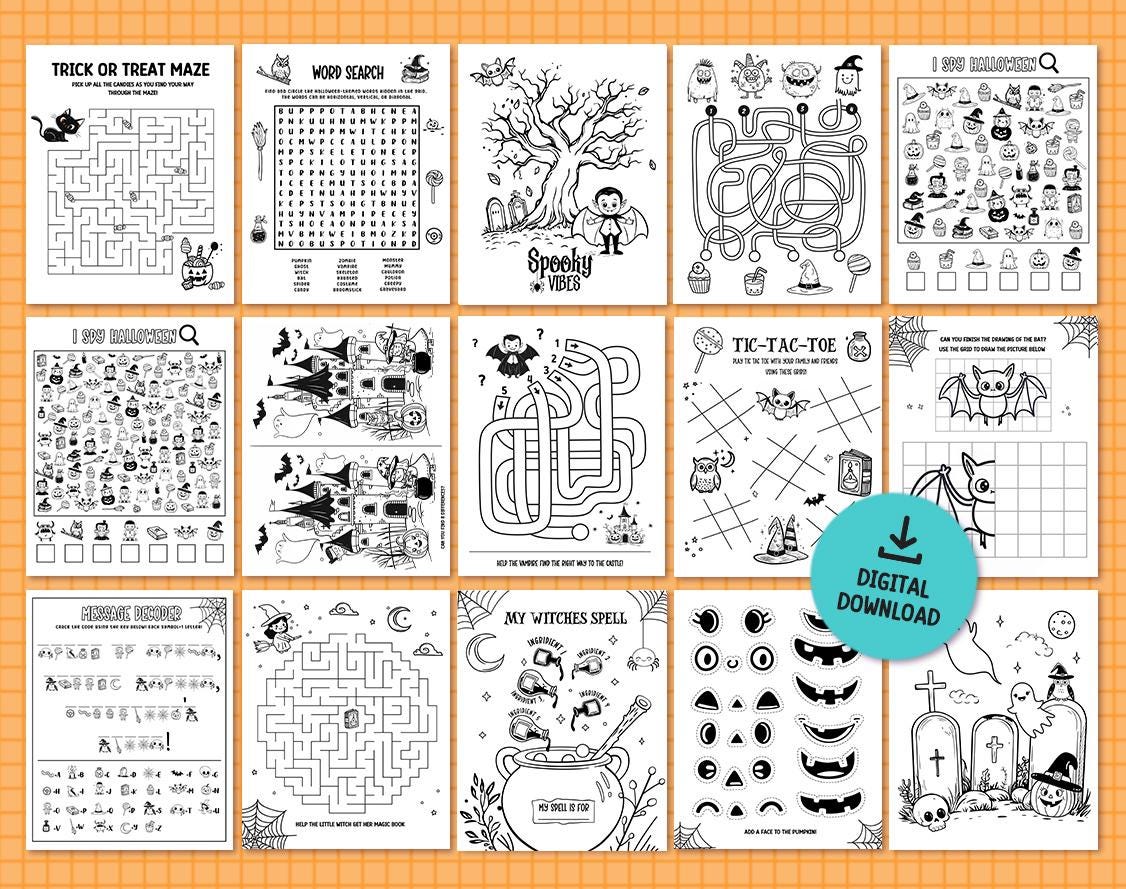 Printable Halloween Activity Book, 50+ Games for Kids (ages 4-6 ...