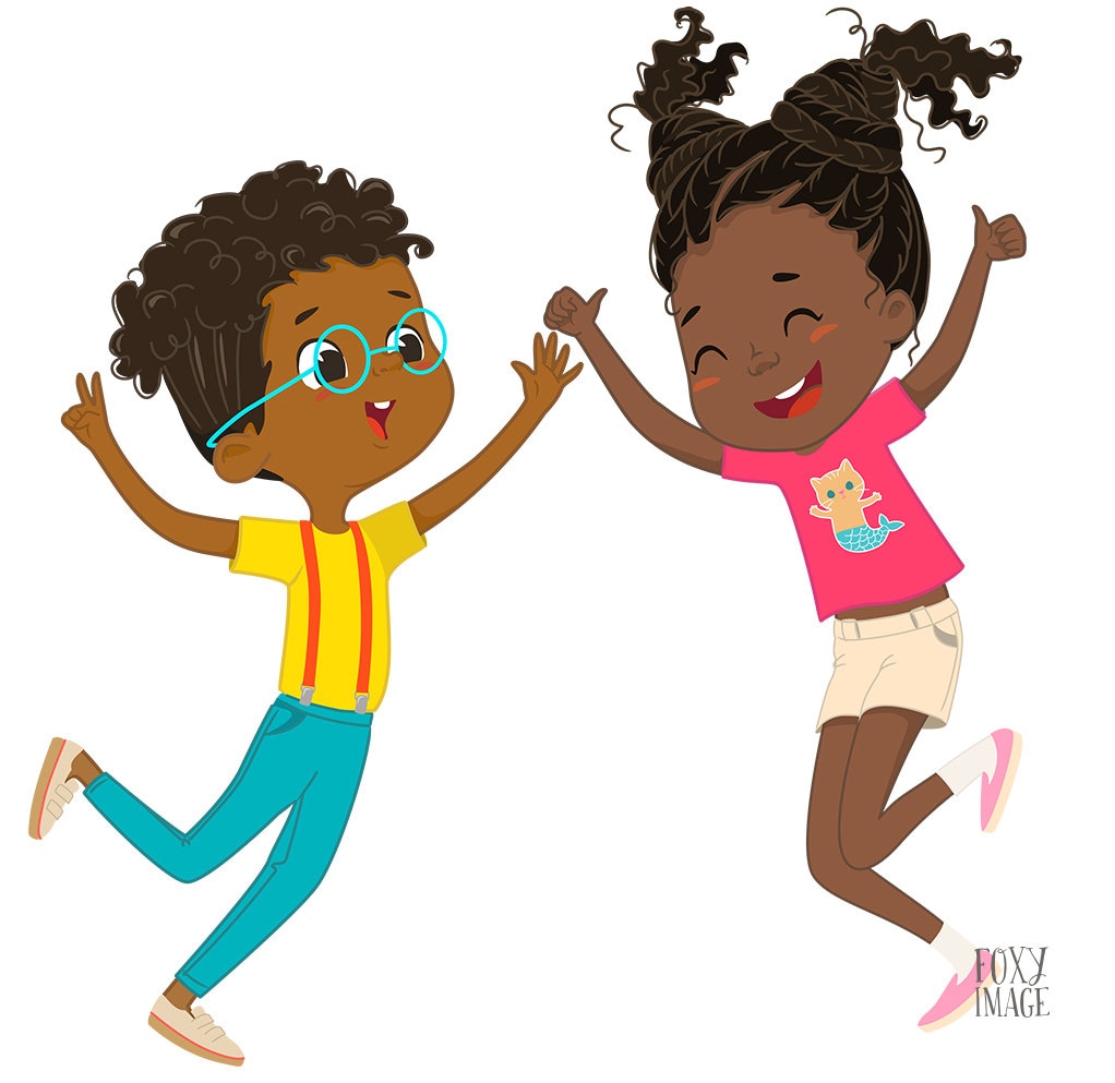 Black Kids Playing Clip Art