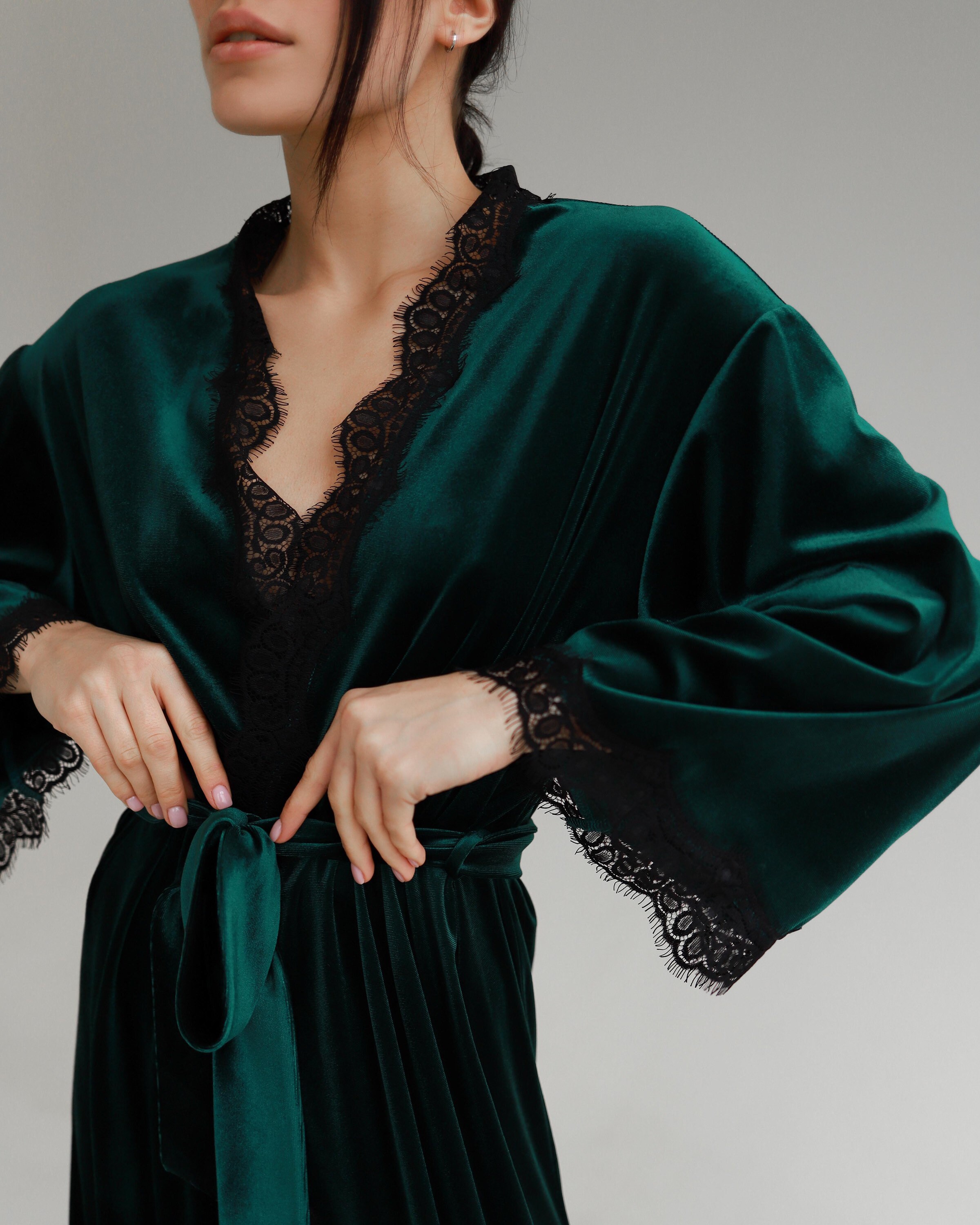 Velvet Robe Emerald Kimono Bridesmaid Robes Bath Robe Velvet Etsy Canada