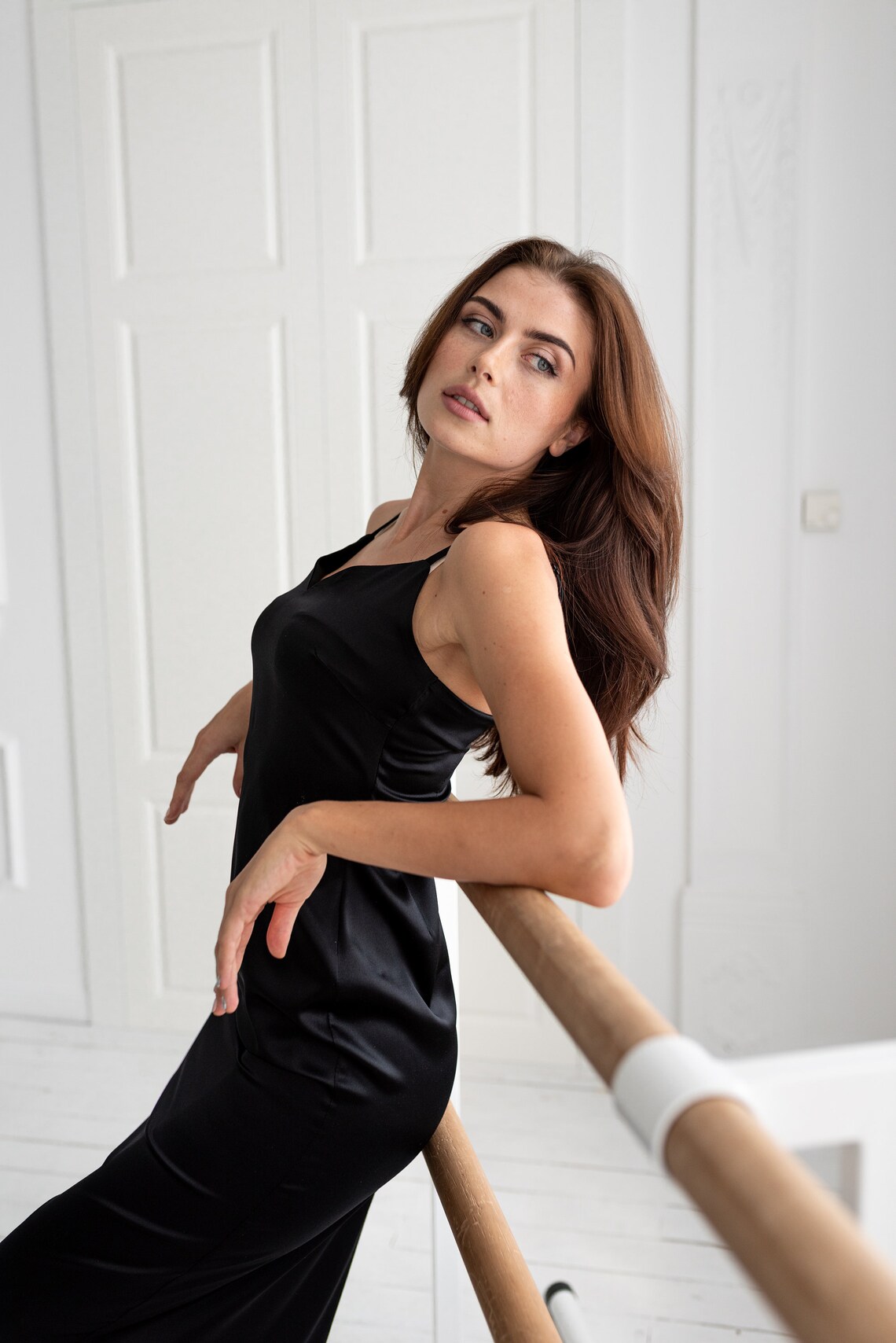 black silk slip