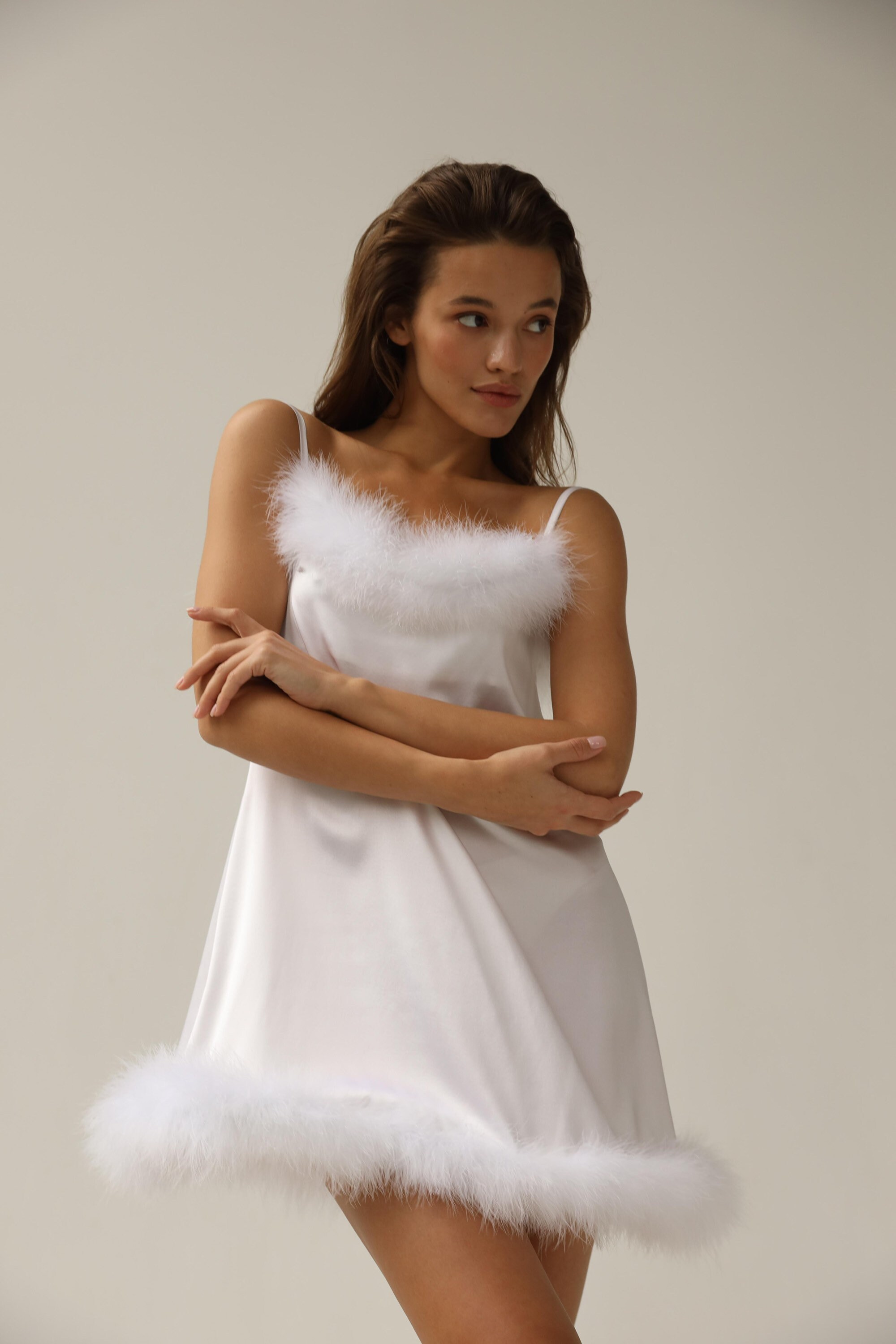 white satin slip nightgown