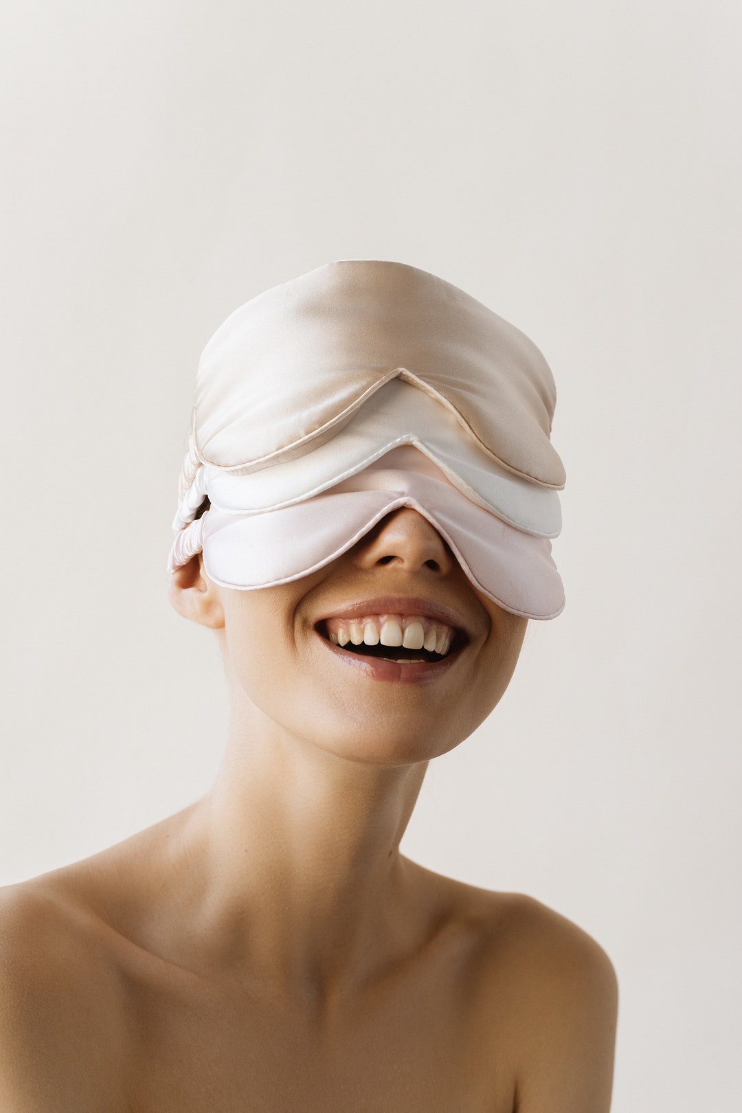 Pure Silk Sleep Eye Mask Silk Satin Sleep Mask Silk Light Beige Mask