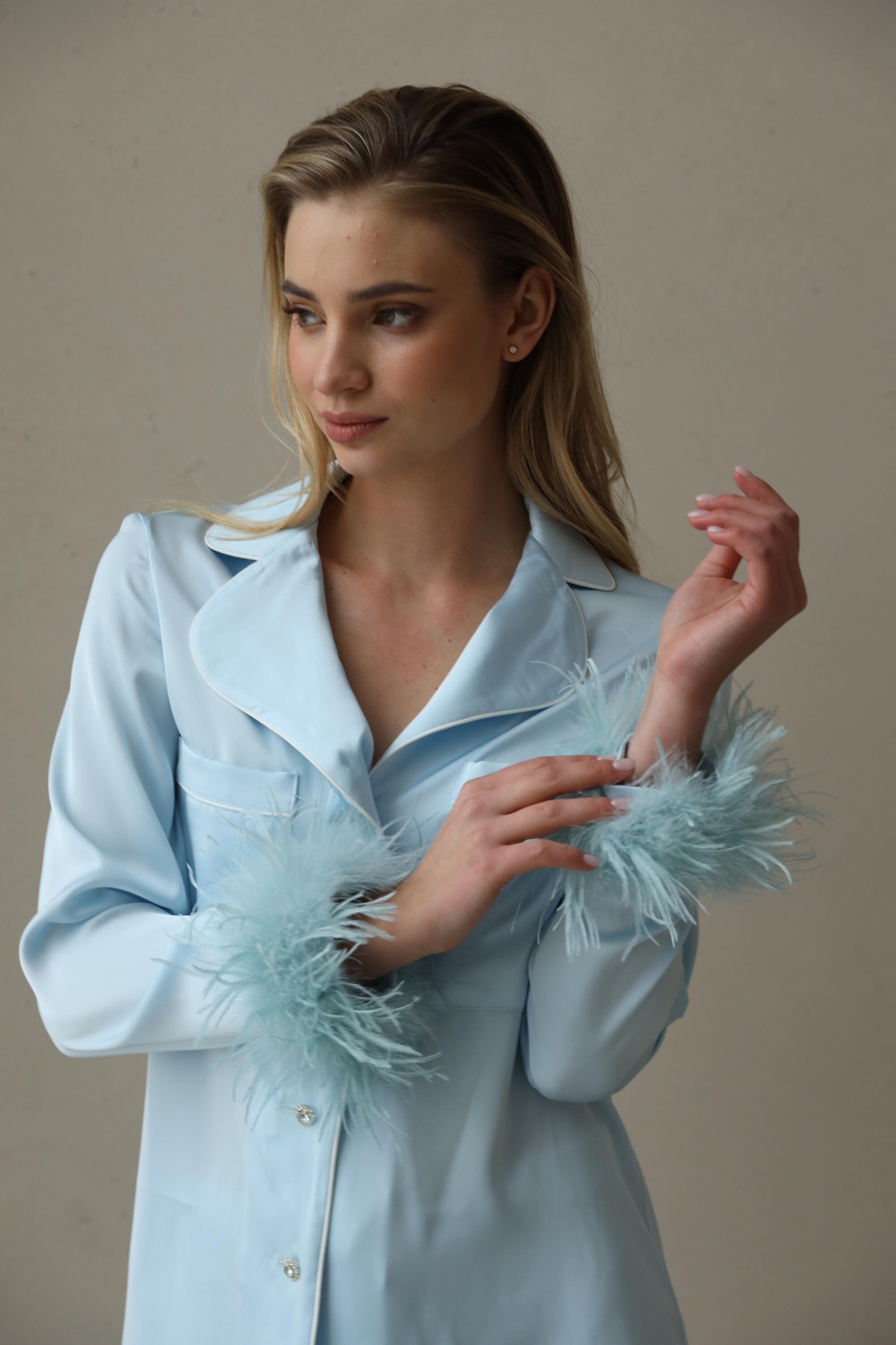 Party pajama set with feathers in blue sale