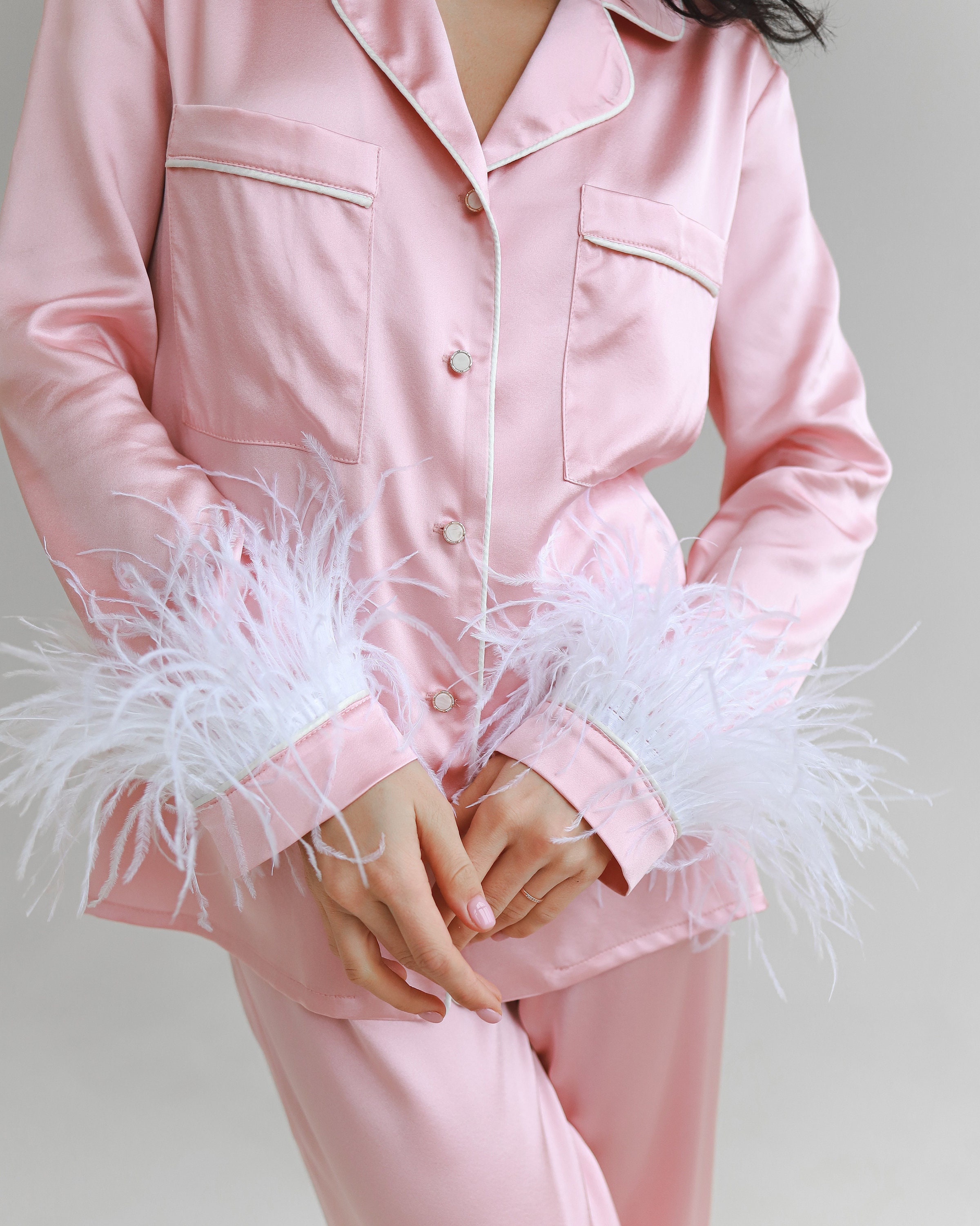 Rose bride pajama set Bridesmaid pajama set Pure silk pajamas Etsy