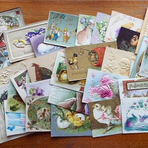 Lotto di 32 cartoline postali di Pasqua assortite antiche, coniglietti natalizi, pulcini Tuck
