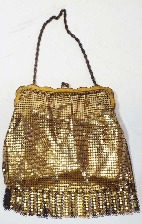 Old Antique Art Deco WHITING & DAVIS Gold Mesh PU… - image 4