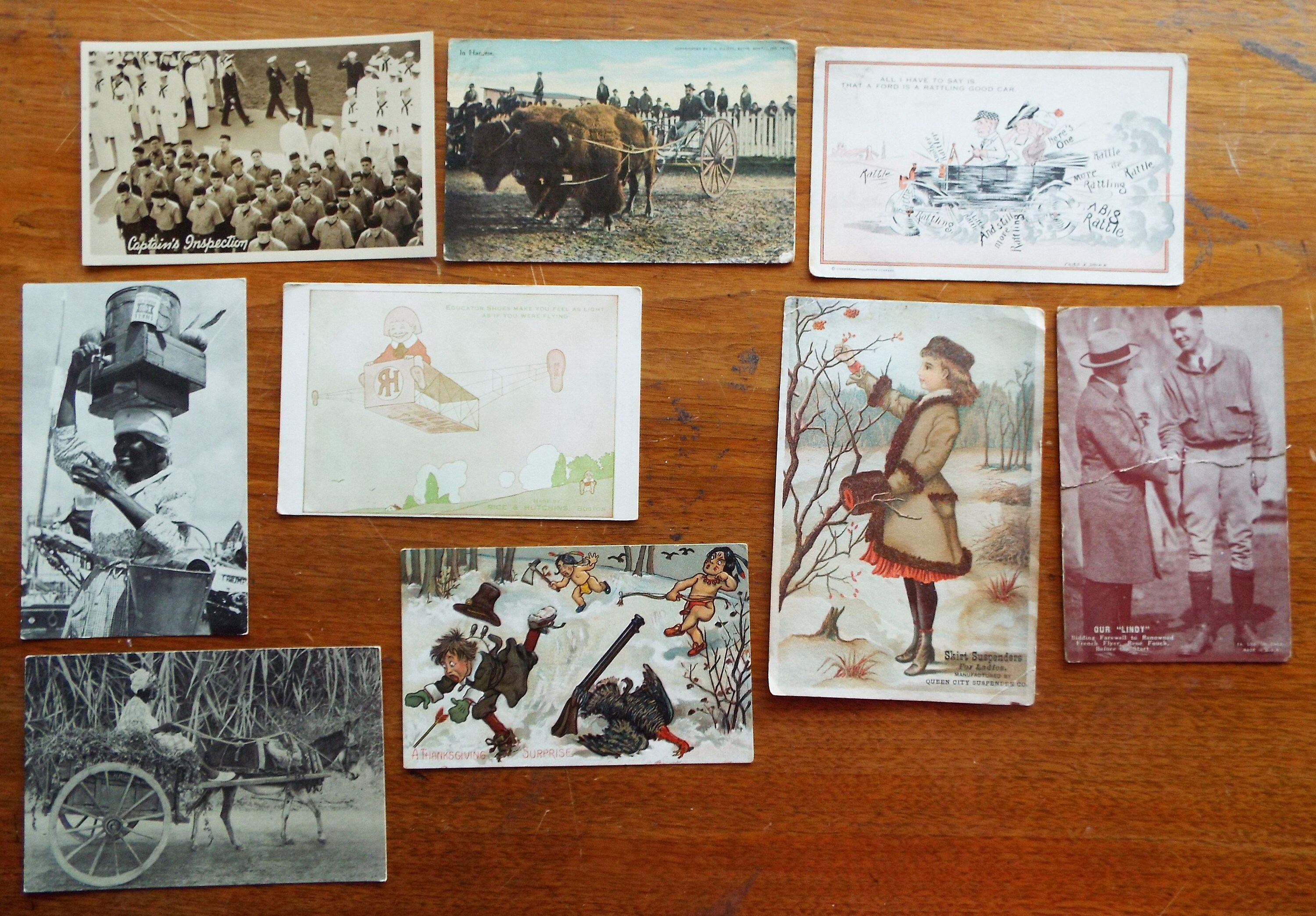Lot of 8 Old ASSORTED SUBJECT POSTCARDS + 1 Trade Card Hunting