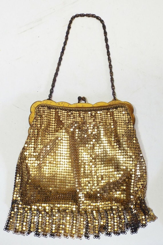 Old Antique Art Deco WHITING & DAVIS Gold Mesh PU… - image 1