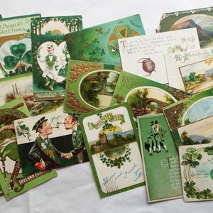 20 objets anciens assortis ST. CARTES POSTALES DE LA PATRICK'S Day