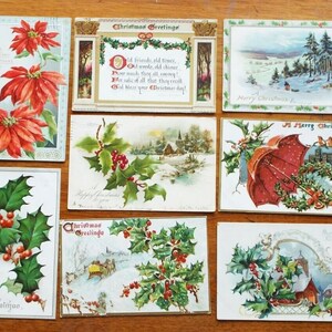 12 antiche cartoline di Natale tuck antico chiesa degli angeli dell'agrifoglio