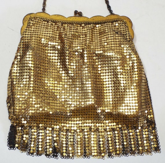 Old Antique Art Deco WHITING & DAVIS Gold Mesh PU… - image 3