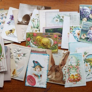 Lot de 36 cartes postales de Pâques assorties anciennes vacances lapins poussins enfants